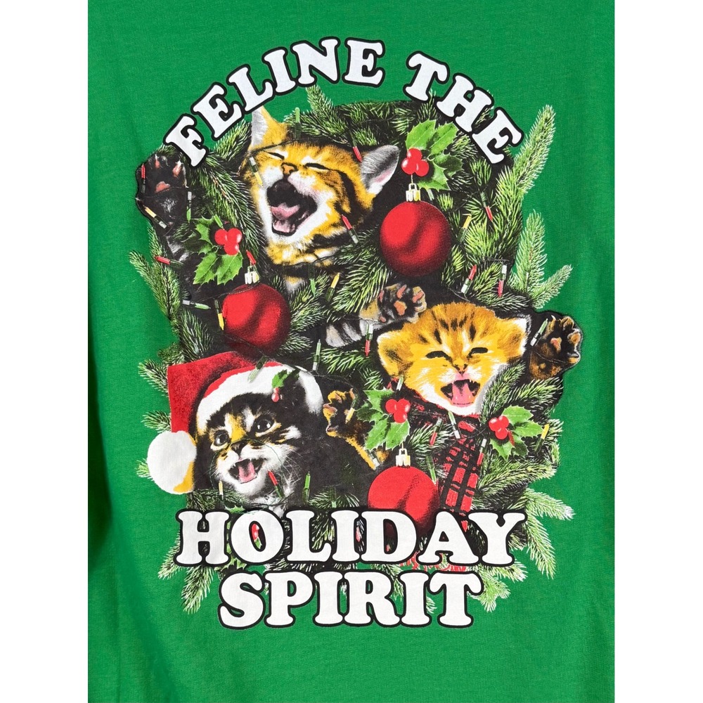 NWT Feline The Holiday Spirit Cat Sweatshirt 2XL Ugly Christmas Party Festive
